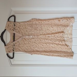 Gianni Bini Dion Lace Flowy Blouse Blush Medium